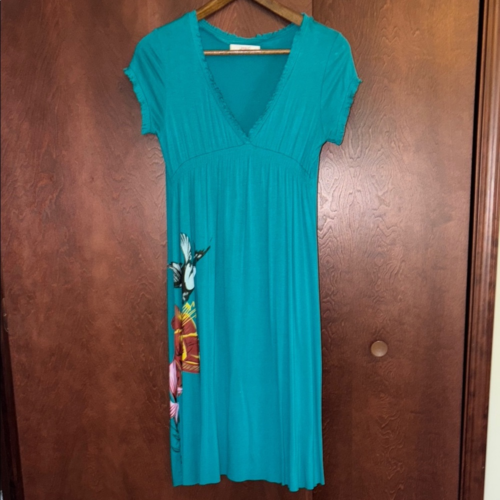 Pink Martini Blue Casual V-Neck Sundress
